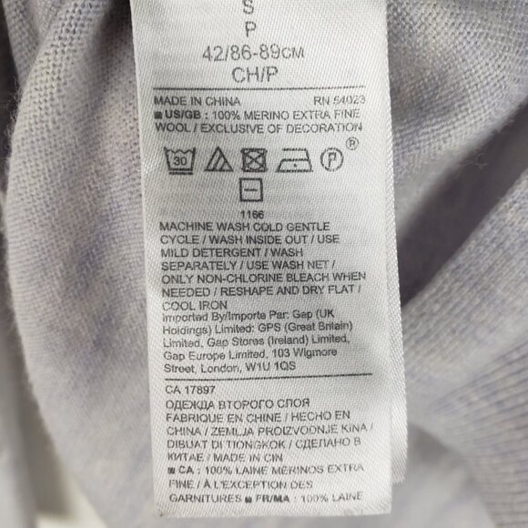 Banana Republic Womens Extra Fine Merino Wool Lovely Blue Gray Sweater Small - Picture 7 of 9